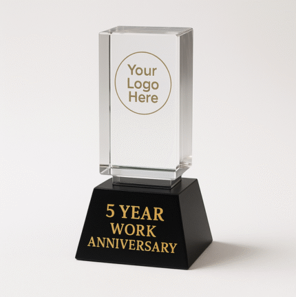 5 year work anniversary crystal trophy