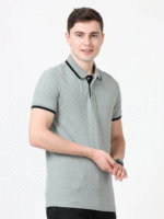 PUMA Pique Tipping Polo With Company Logo – Grey