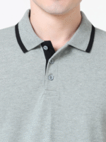 PUMA Pique Tipping Polo With Company Logo – Grey