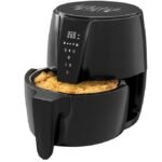 Sleek Lifelong Digital Air Fryer—ideal for corporate gifting, with digital panel and open basket of appetizers.