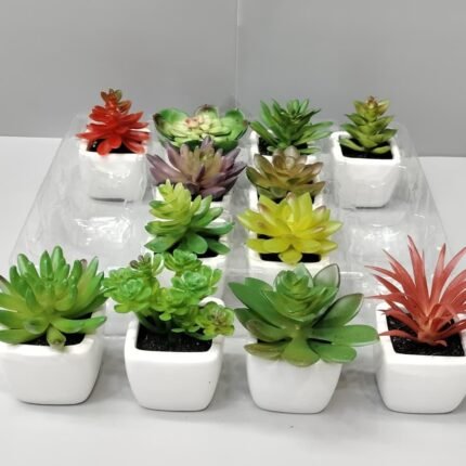 Artificial Succulent Desk Planter – Mini Ceramic Pot