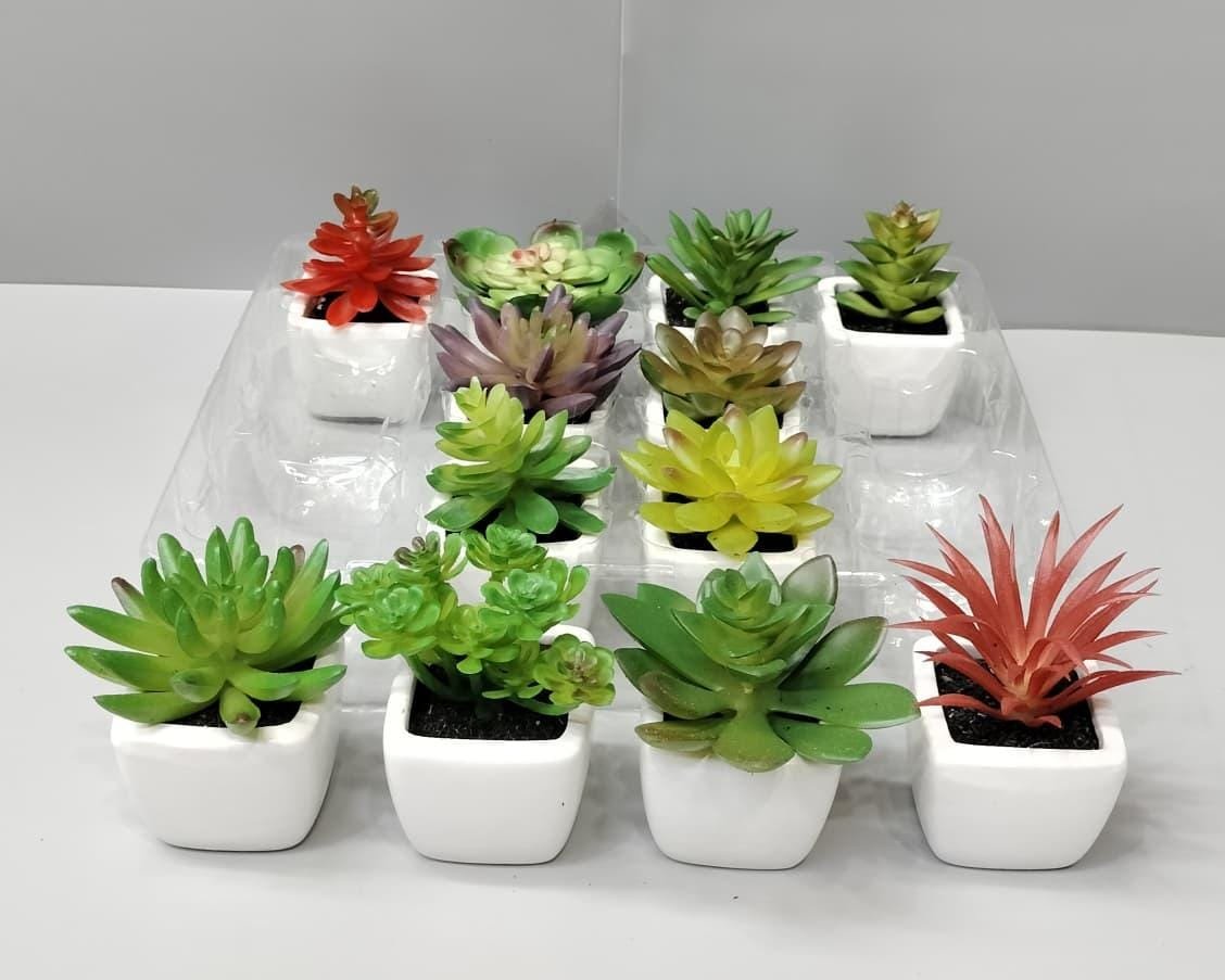 Artificial Succulent Desk Planter – Mini Ceramic Pot Artificial Succulent Desk Planter – Mini Ceramic Pot