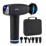 Lifelong Gun Massager: sleek black, digital display, 5 heads. Perfect corporate gift with carrying case.