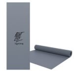 Gray Lifelong Yoga mat with "FIGHT LAZY lifelong"—ideal customizable corporate gift for wellness programs.