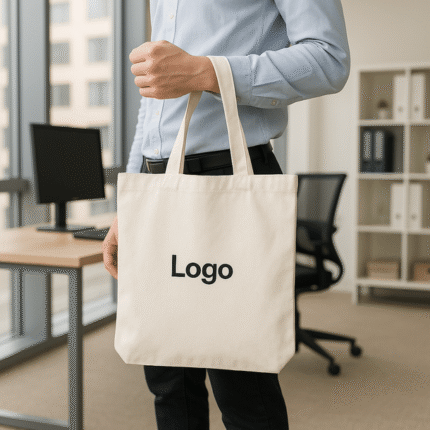 White Cotton Tote Bag With Logo