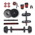 Lifelong PVC Home Gym Set—ideal corporate gift with bars, weights, gloves, rope, hand grip on white.