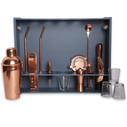 BarBox Home Bar Kit with Grey Wall-mount Stand (Rose Gold)