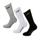 Skechers crew socks in gray, white, and black—ideal corporate gift with logo branding.