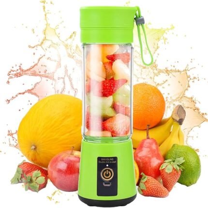 Green portable USB juicer blender with fruit—ideal for healthy, memorable corporate gifts and wellness campaigns.