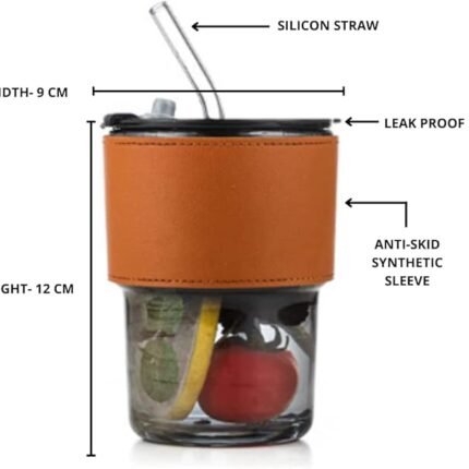 Glass Tumblr with mini straw, leak-proof lid; ideal premium corporate gift for fresh on-the-go drinks.