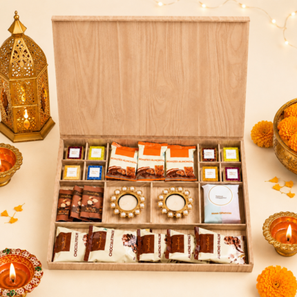 Custom Premium Festive Wooden Gift Hamper for Corporate Gifting