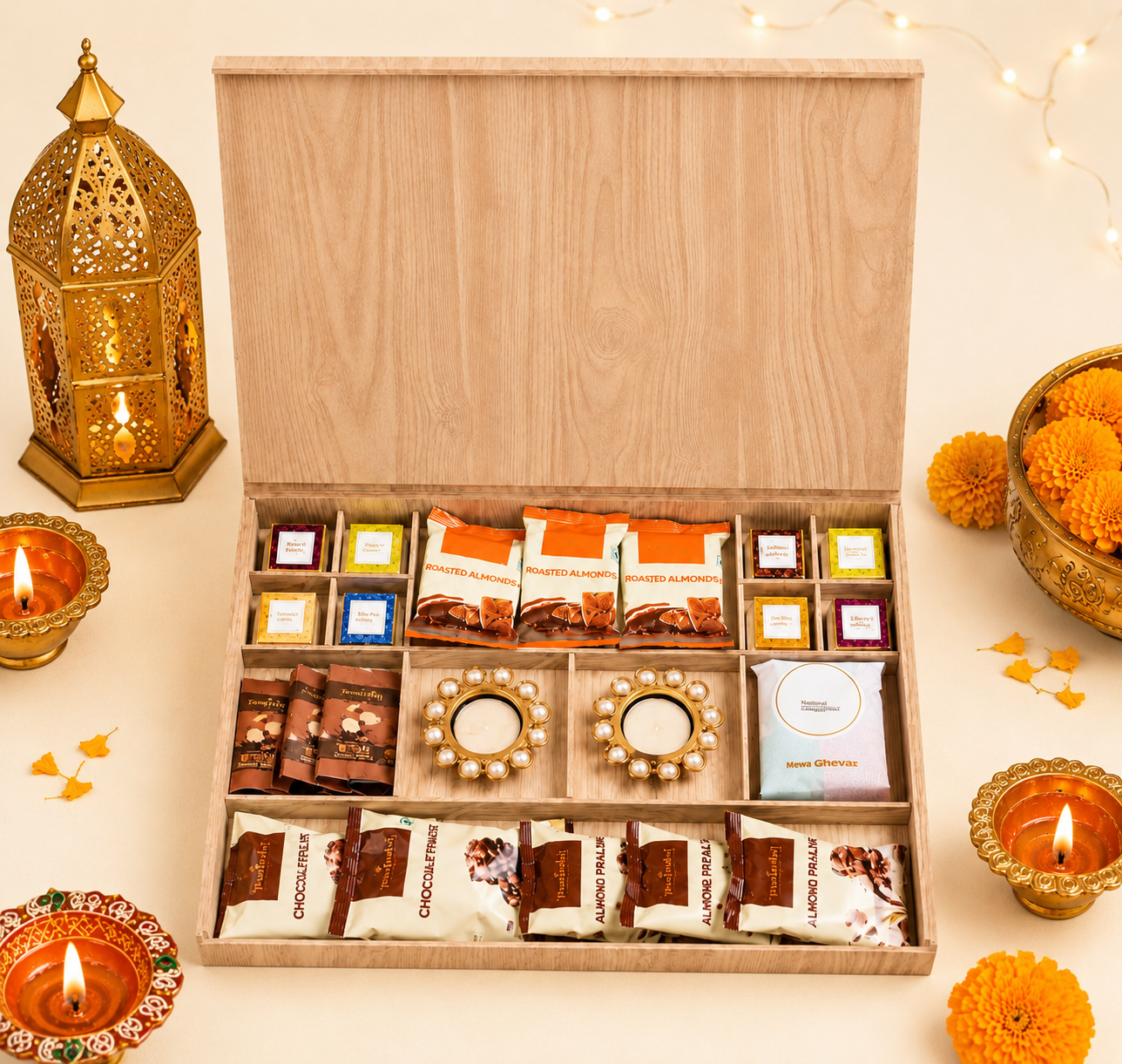 Custom Premium Festive Wooden Gift Hamper for Corporate Gifting Custom Premium Festive Wooden Gift Hamper for Corporate Gifting