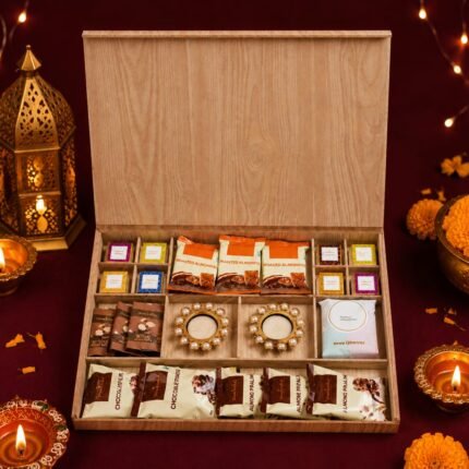 Custom Premium Festive Wooden Gift Hamper for Corporate Gifting