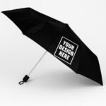 Customized 3 fold black umbrella for corporate gifting