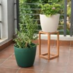 Deco 12″ Wheeled Bamboo‑Fiber Planter (Set of 2)