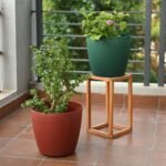 Deco 12″ Wheeled Bamboo‑Fiber Planter (Set of 2)