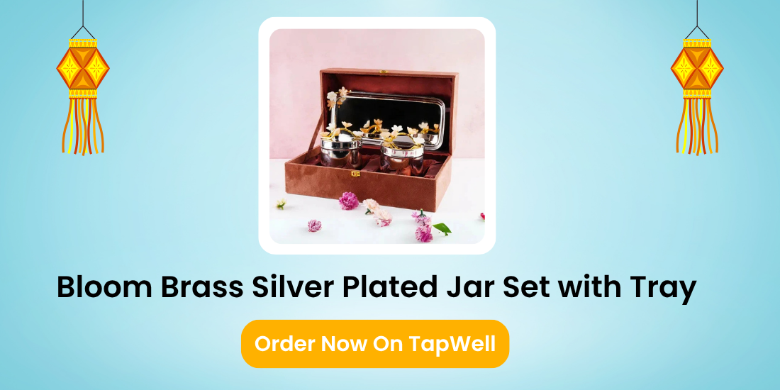 Bloom Brass Silver Plated Jar Set with Tray
