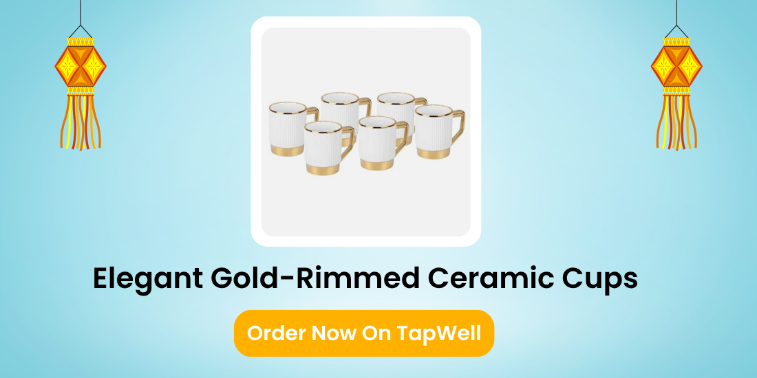 Elegant Gold-Rimmed Ceramic Cups