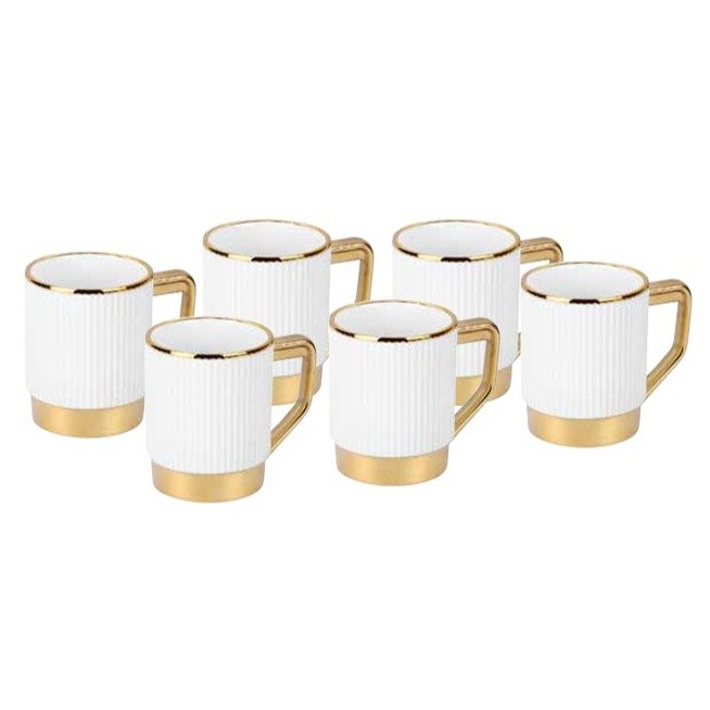 Elegant Gold-Rimmed Ceramic Cups Elegant Gold-Rimmed Ceramic Cups