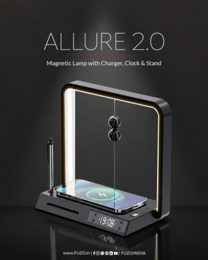 Allure 2.0 – Magnetic Desk Lamp with Wireless Charger, Clock & Stand