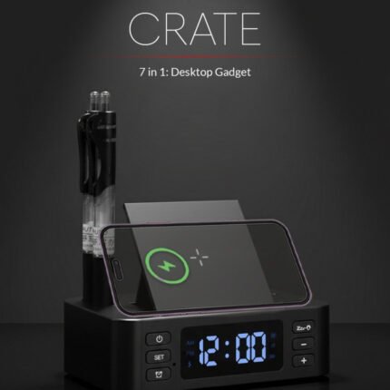 Crate 7-in-1 Desktop Gadget (Wireless Charger + Clock + Hub)