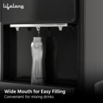 750ml stainless steel water bottle under triple-nozzle dispenser. Ideal for easy corporate gifting and drink mixing.