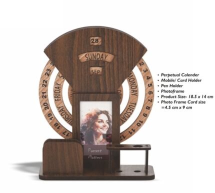 Wooden Perpetual Calendar Desk Organizer