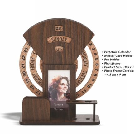 Wooden Perpetual Calendar Desk Organizer