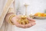 Brass Finish Metal Elephant Base Diya Set