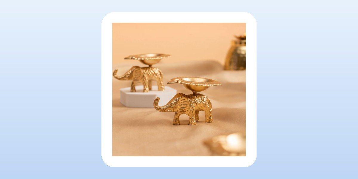 Brass Elephant Diya Gift Set - Last Minute Diwali Corporate Gift